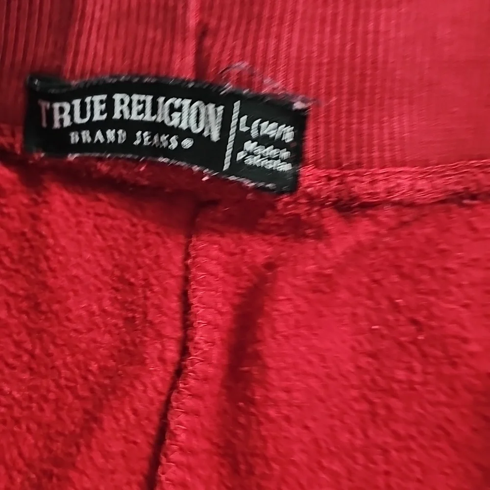 True Religion Red Hoodie with Branded Label Red Juniors Sz Large 14/15